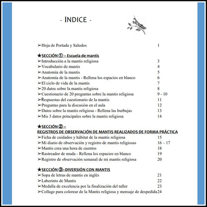 Educational -  Mantis Learning Workshop and Observation Lab eBook in SPANISH